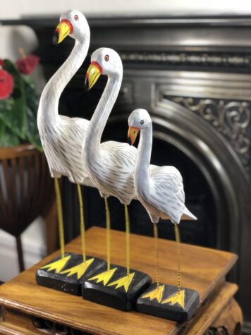 Standing White Flamingos
