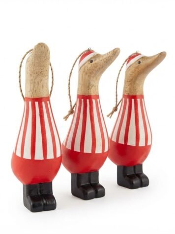 Red and White Footballer Christmas Decoration Set