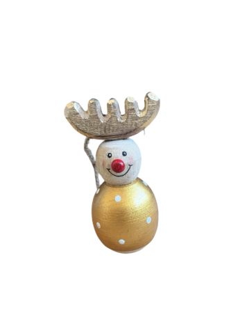 Golden Reindeer Wooden Decoration