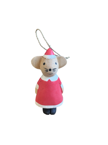 Mouse Santa Wooden Decoration