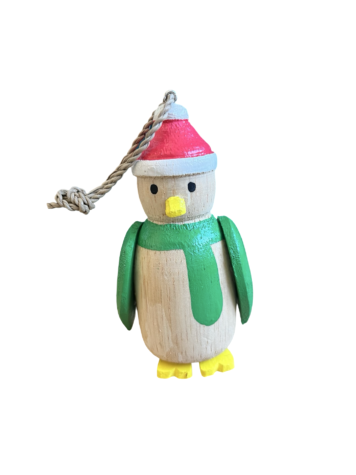 Penguin Green Scarf Wooden Decoration
