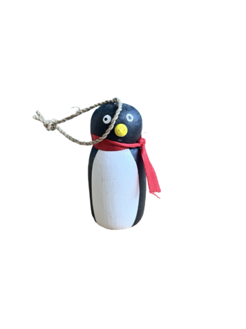 Penguin Red Scarf Wooden Decoration