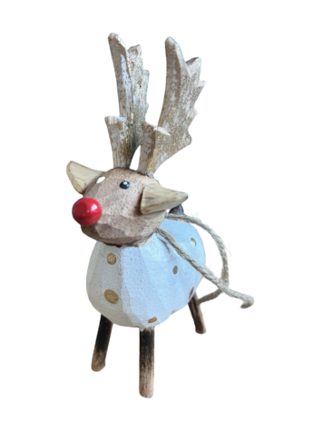 White Reindeer Wooden Decoration