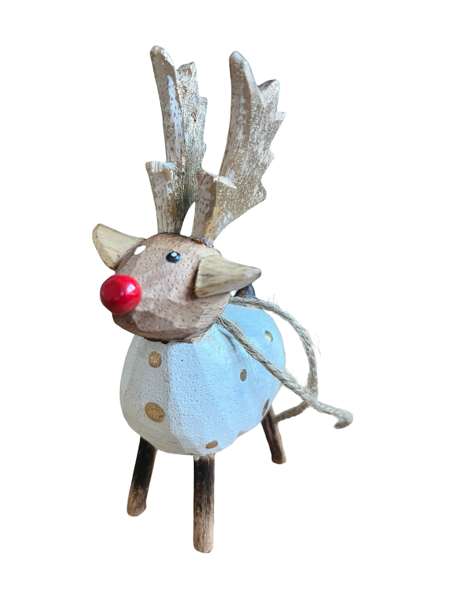 White Reindeer Wooden Decoration